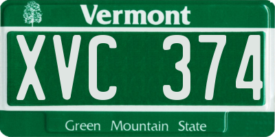 VT license plate XVC374