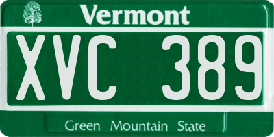 VT license plate XVC389