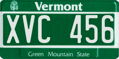 VT license plate XVC456