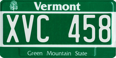 VT license plate XVC458