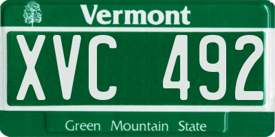 VT license plate XVC492