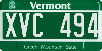 VT license plate XVC494