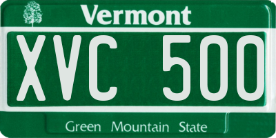 VT license plate XVC500