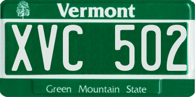 VT license plate XVC502