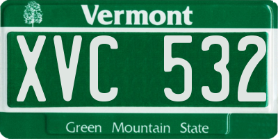 VT license plate XVC532