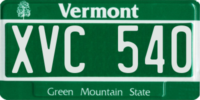 VT license plate XVC540