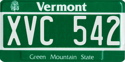 VT license plate XVC542