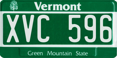 VT license plate XVC596