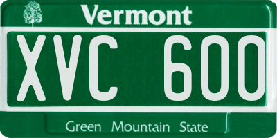 VT license plate XVC600