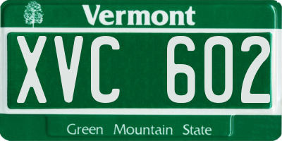 VT license plate XVC602