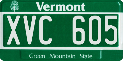 VT license plate XVC605