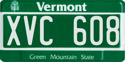 VT license plate XVC608