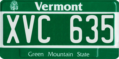 VT license plate XVC635
