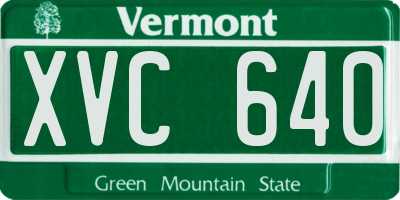 VT license plate XVC640