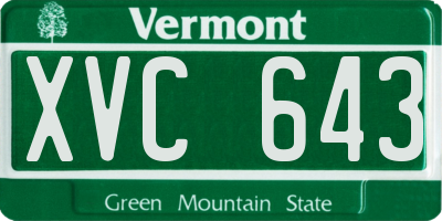 VT license plate XVC643