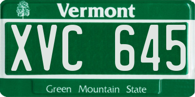 VT license plate XVC645