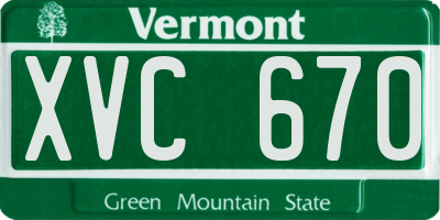 VT license plate XVC670
