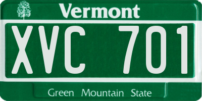 VT license plate XVC701