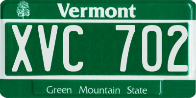 VT license plate XVC702