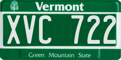 VT license plate XVC722
