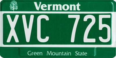 VT license plate XVC725