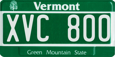 VT license plate XVC800