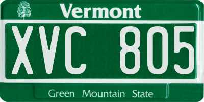 VT license plate XVC805