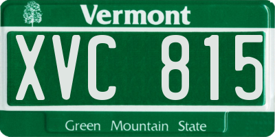 VT license plate XVC815