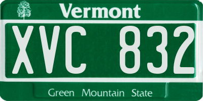 VT license plate XVC832