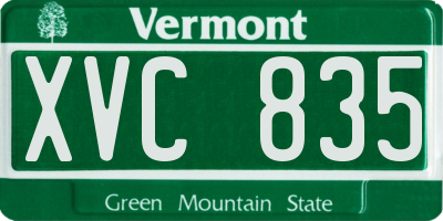 VT license plate XVC835