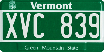 VT license plate XVC839