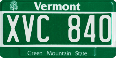 VT license plate XVC840