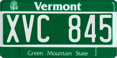 VT license plate XVC845