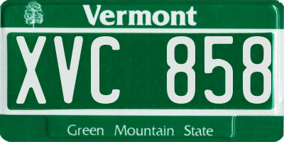 VT license plate XVC858