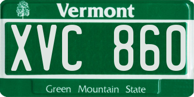 VT license plate XVC860