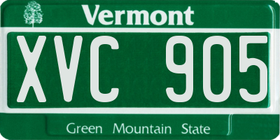 VT license plate XVC905