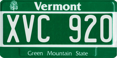 VT license plate XVC920