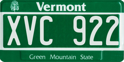 VT license plate XVC922