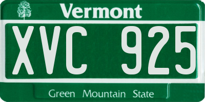 VT license plate XVC925
