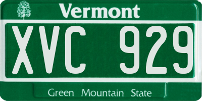 VT license plate XVC929
