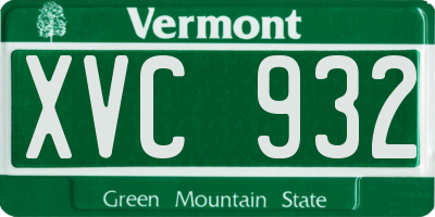 VT license plate XVC932