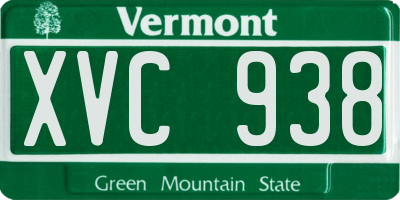 VT license plate XVC938