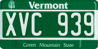 VT license plate XVC939