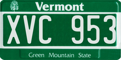 VT license plate XVC953