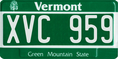 VT license plate XVC959