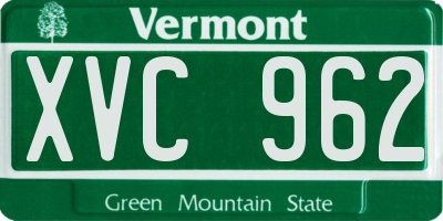 VT license plate XVC962