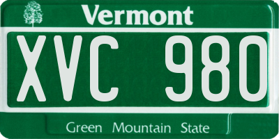 VT license plate XVC980