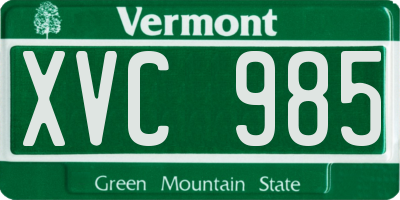 VT license plate XVC985