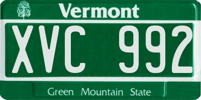 VT license plate XVC992