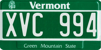 VT license plate XVC994